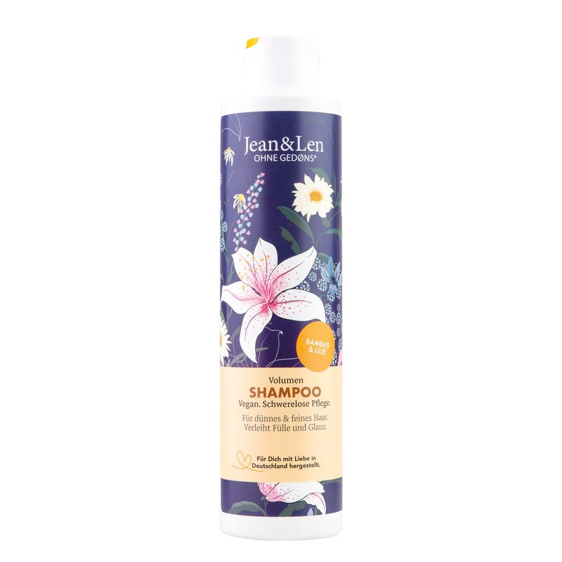 Jean & Len Volume Shampoo Bamboo & Lily, for thin and fine hair, gives fullness and shine, flower fragrance, without parabens and silicones, vegan, 10.14 Fl. Oz. - Image 1